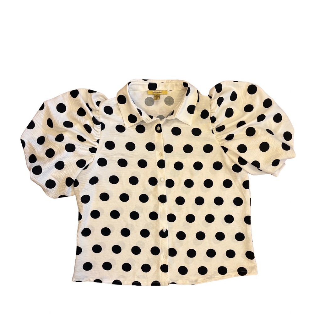 Love Forever Polka Dot Puff Sleeve Top